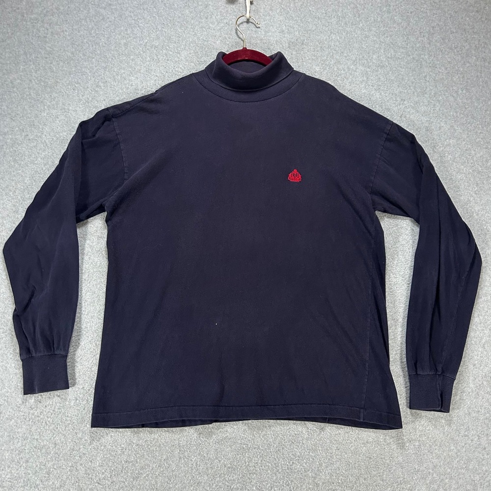Izod Turtleneck Shirt Mens Large Navy Blue Preppy Classic Vintage